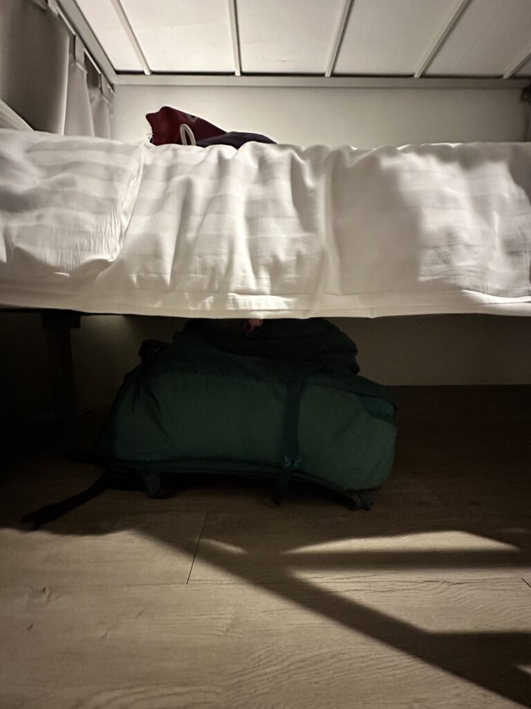 You can keep your bags under the bed at Bedspread Hostel.
